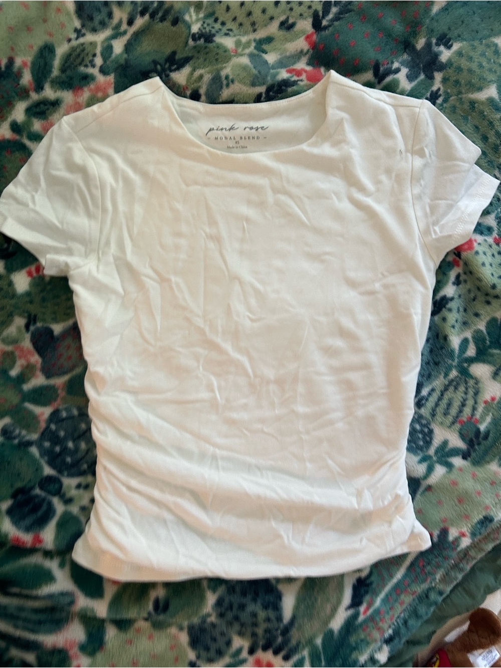 pink rose White Crewneck Baby Tee - Women's Basic Short Sleeve Top